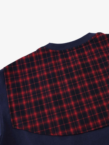 Street Style Retro Patchwork Plaid Tee
