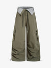 Faux Two-Piece Wide-Leg Paratrooper Pants