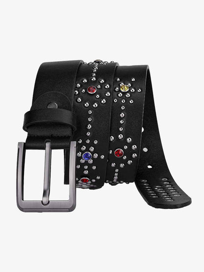 Retro Multicolor Gem Studded PU Belt 