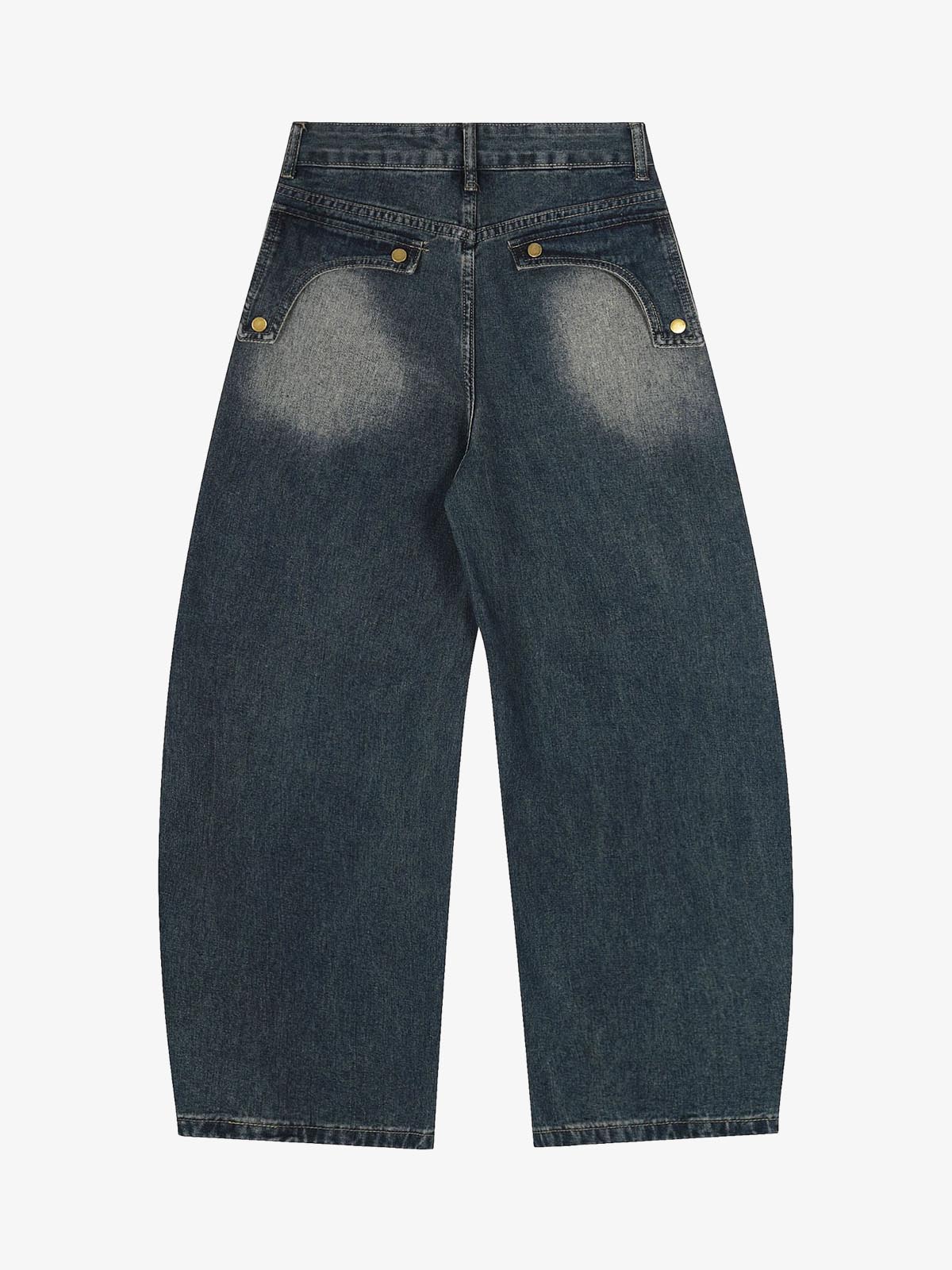 Vintage Embroidered Washed Raw-Edge Graffiti Scimitar Jeans 