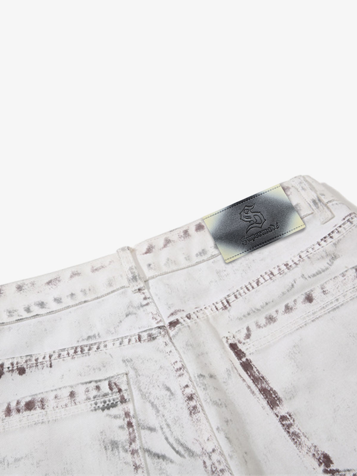 Cyber-Grunge Distressed Tinted Curved Jeans