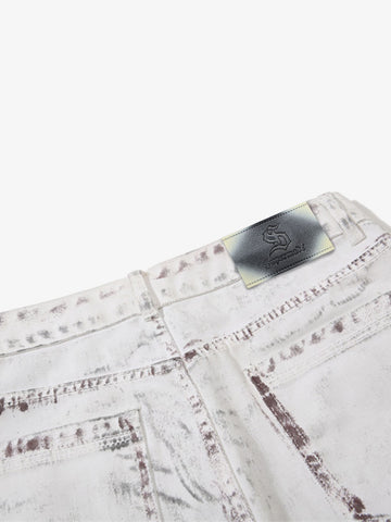 Cyber-Grunge Distressed Tinted Curved Jeans