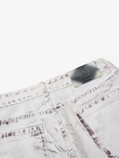 Cyber-Grunge Distressed Tinted Curved Jeans