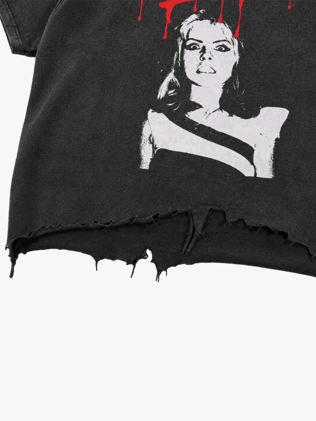 Cropped Boxy T-Shirt with Horror Face Graphic