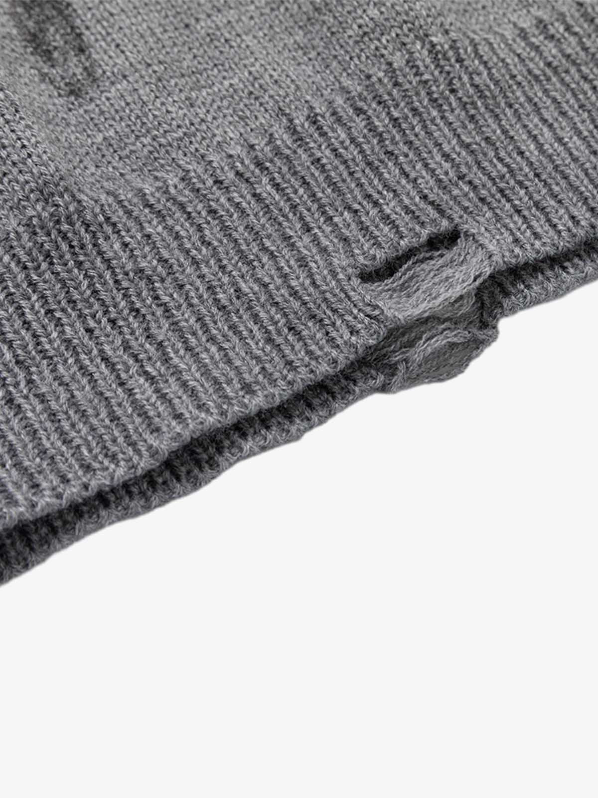 Distressed Ribbed Raglan Knit Sweater