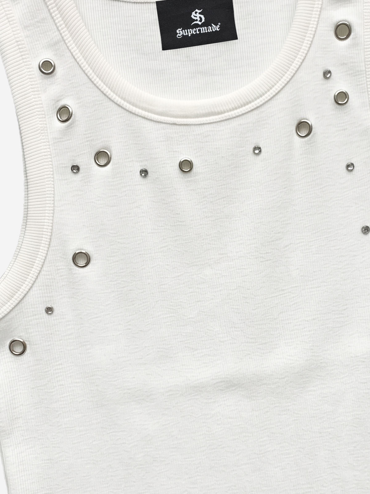 Punk Metal Grommet Ribbed Vest