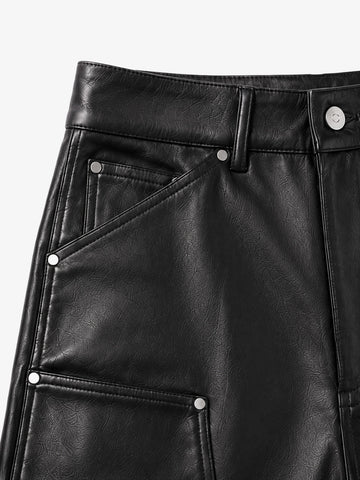 Leather Knee Detail Cargo Pants