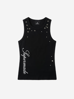 Punk Metal Grommet Ribbed Vest