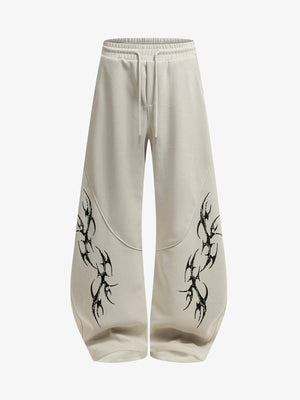 Retro Tribal Print Wide Leg Barrel Pants 