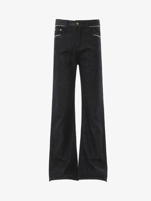Vintage Contrast Trim Dark Wash Jeans