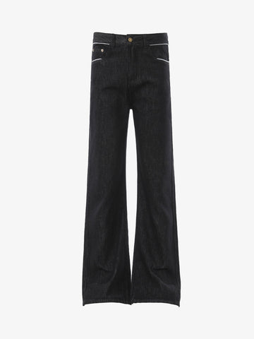 Vintage Contrast Trim Dark Wash Jeans