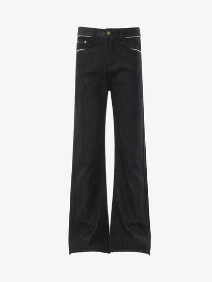 Vintage Contrast Trim Dark Wash Jeans