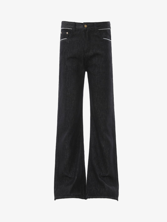Vintage Contrast Trim Dark Wash Jeans
