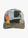 Newspaper Print Lace-Up Brim Cap