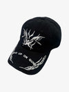 Flame Embroidered Denim Cap