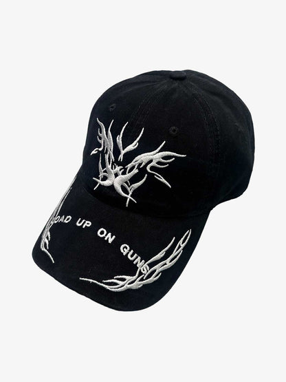 Flame Embroidered Denim Cap