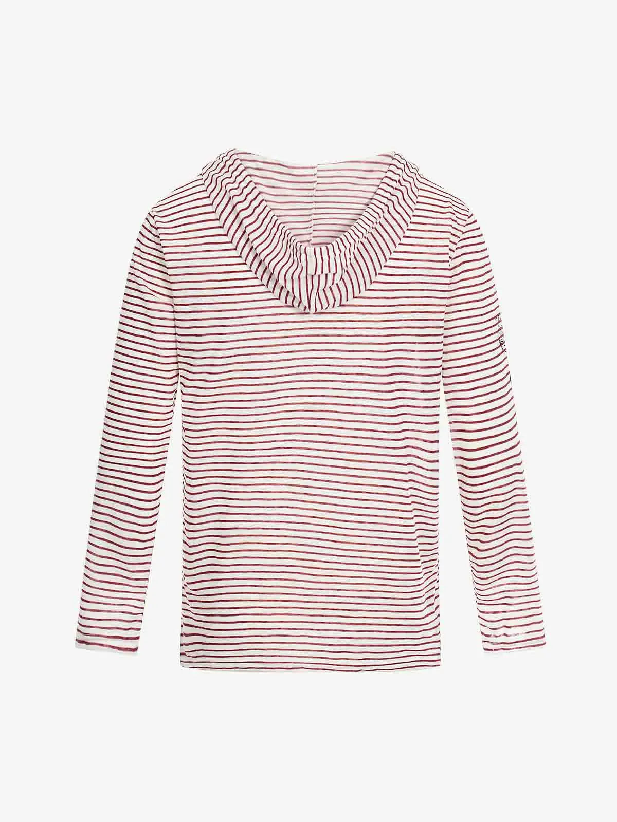 Graphic Print and V-Neck Striped Long Sleeve Hooded T-Shirt 