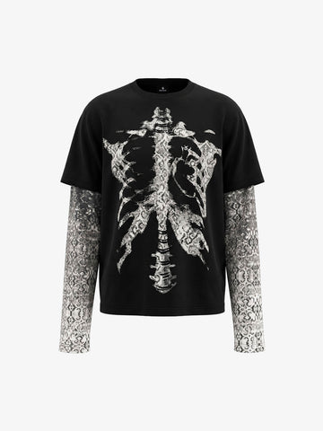 Skull Ribcage Graphic Oversized Tee