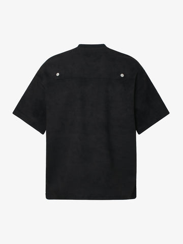 Metallic Print Suede Crew Neck T-Shirt 