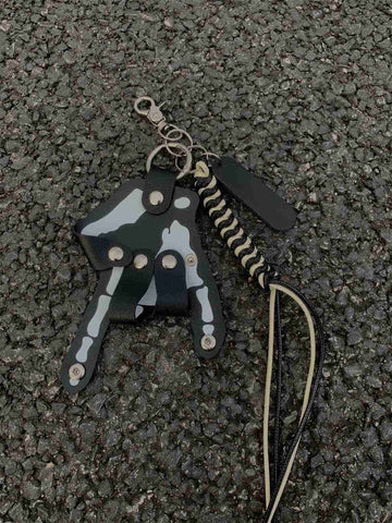 Punk Skull Hand Braided Keychain 