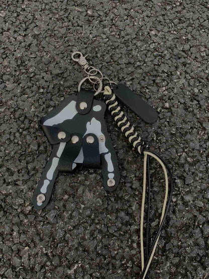 Punk Skull Hand Braided Keychain 