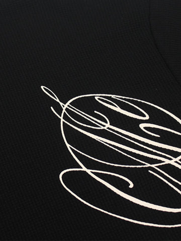 Side Script Waffle Knit T-Shirt