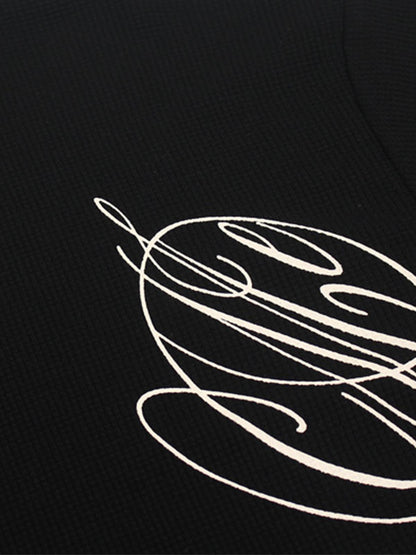 Side Script Waffle Knit T-Shirt