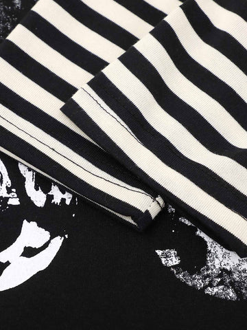 Striped Dark Graphic Long Sleeve Tee