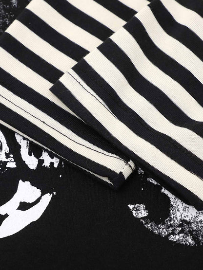 Striped Dark Graphic Long Sleeve Tee