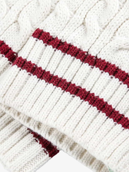 Retro Contrast Color High Neck Knitted Cardigan Sweater 