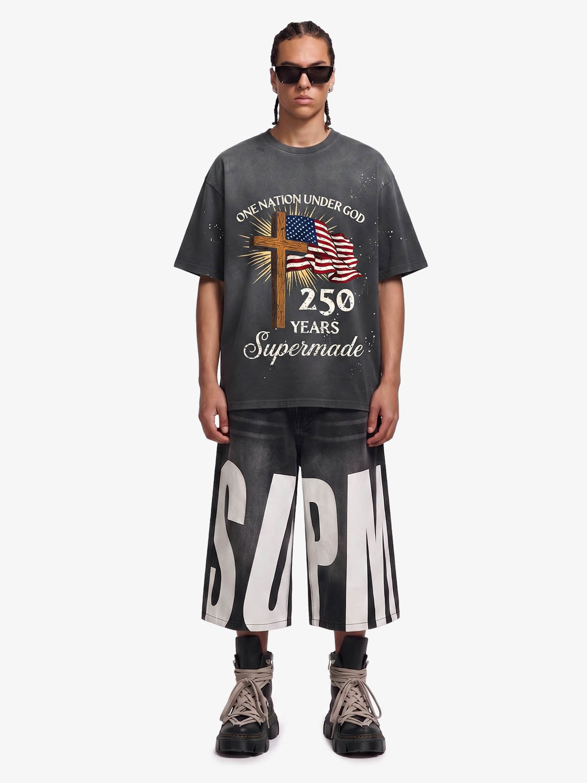 Cross Flag Graphic Washed T-Shirt