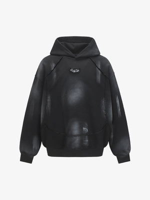 Hip-Hop Wasteland Ink-Dyed Raw Edge Hoodie 