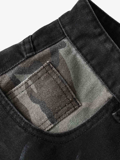 Butterfly Spray Graphic Camo Pocket Barrel Jeans 