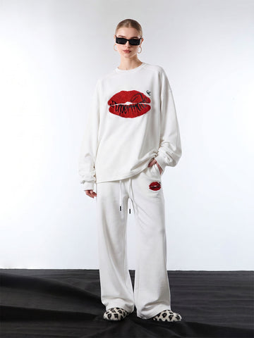 Two-Tone Embroidered Sweatshirt Set