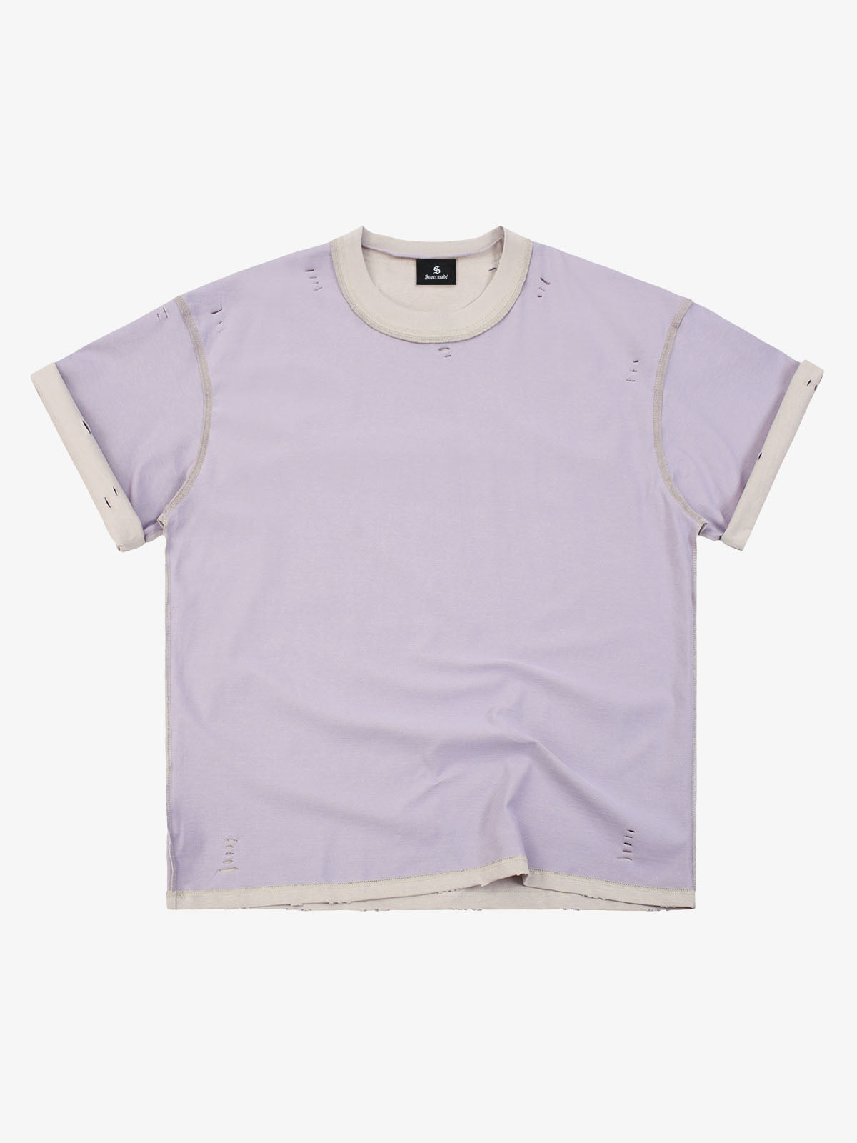 "OK" Patch Color-Block Ripped Reversible T-Shirt