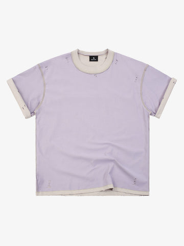 "OK" Patch Color-Block Ripped Reversible T-Shirt