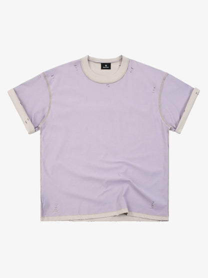 "OK" Patch Color-Block Ripped Reversible T-Shirt