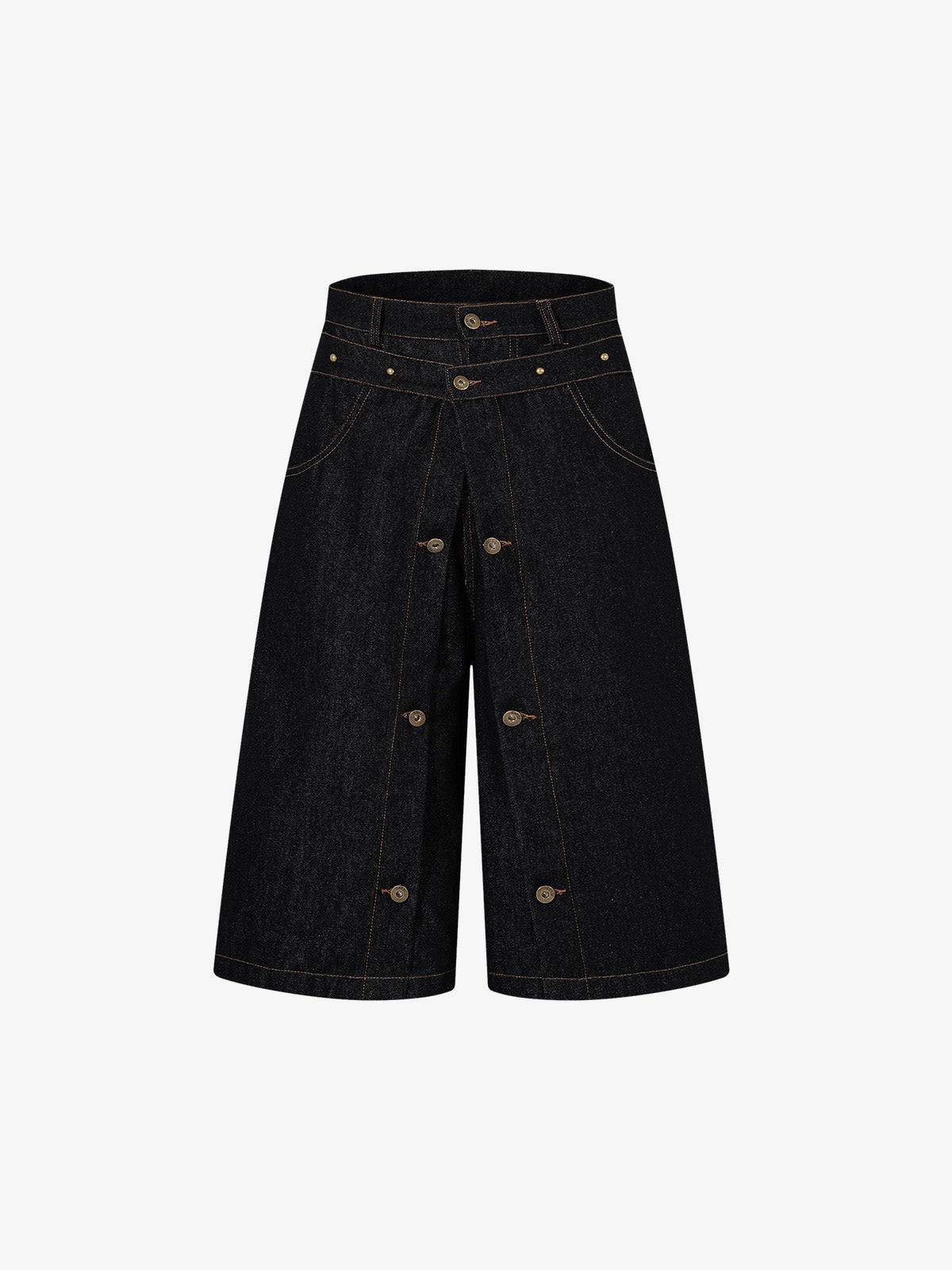 Double-Waisted Multi-Button Denim Jorts