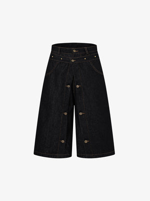 Double-Waisted Multi-Button Denim Jorts