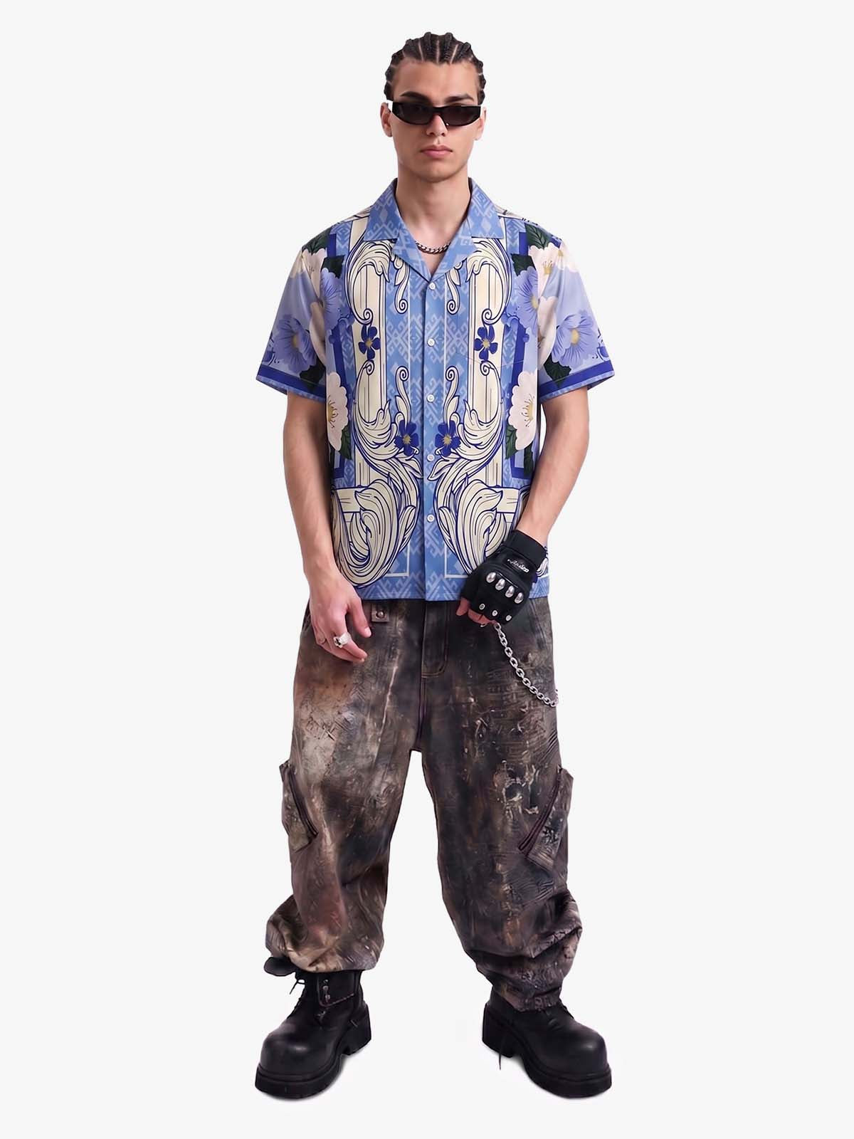 Vintage Baroque Floral Cuban Shirt