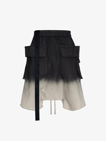 Faux Leather Gradient Cargo Shorts
