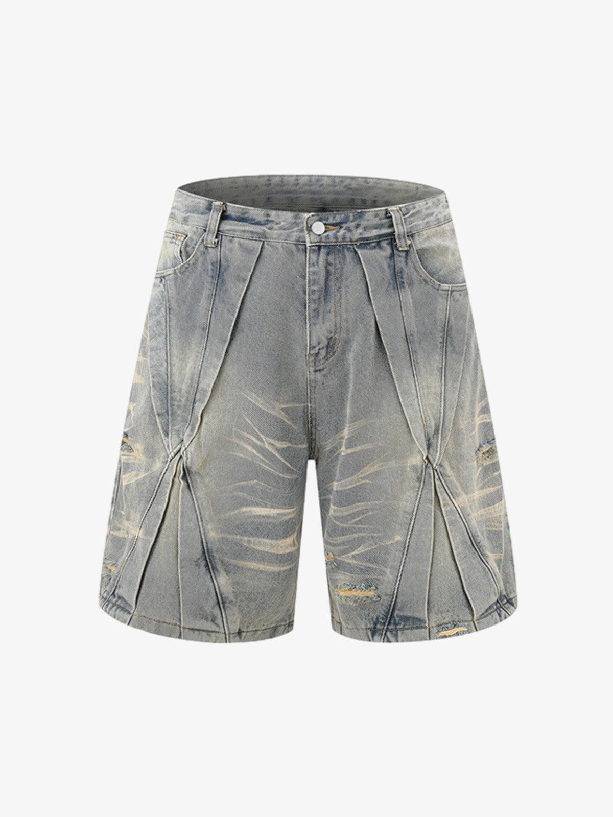 Washed Black Branch Print Deconstructed Denim Set 