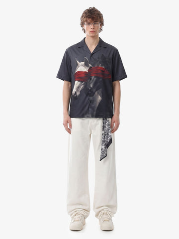 Red Blindfold Horse Hawaiian Shirt