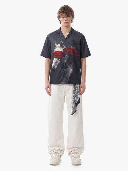 Red Blindfold Horse Hawaiian Shirt