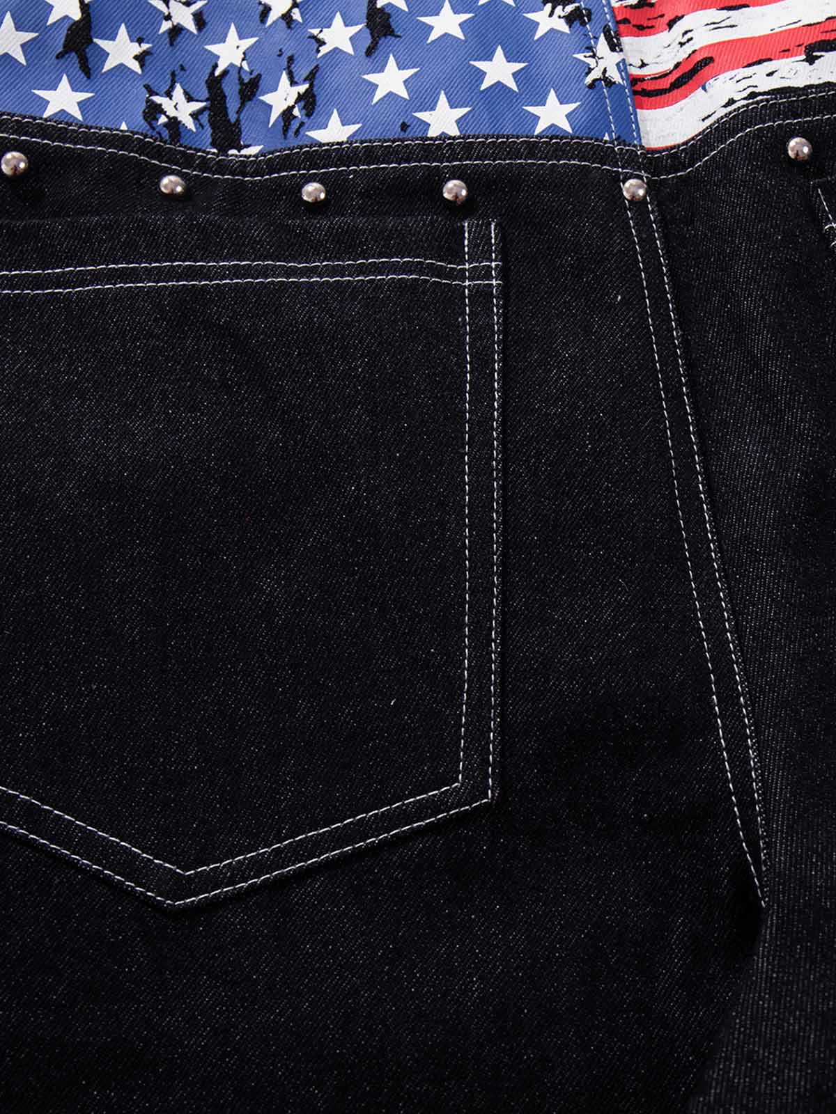 Multi-Button Graphic Jeans