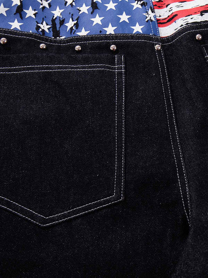 Multi-Button Graphic Jeans