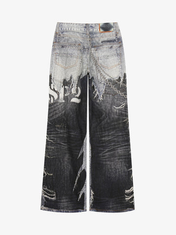 Punk-Style Baggy Wide-Leg Jeans