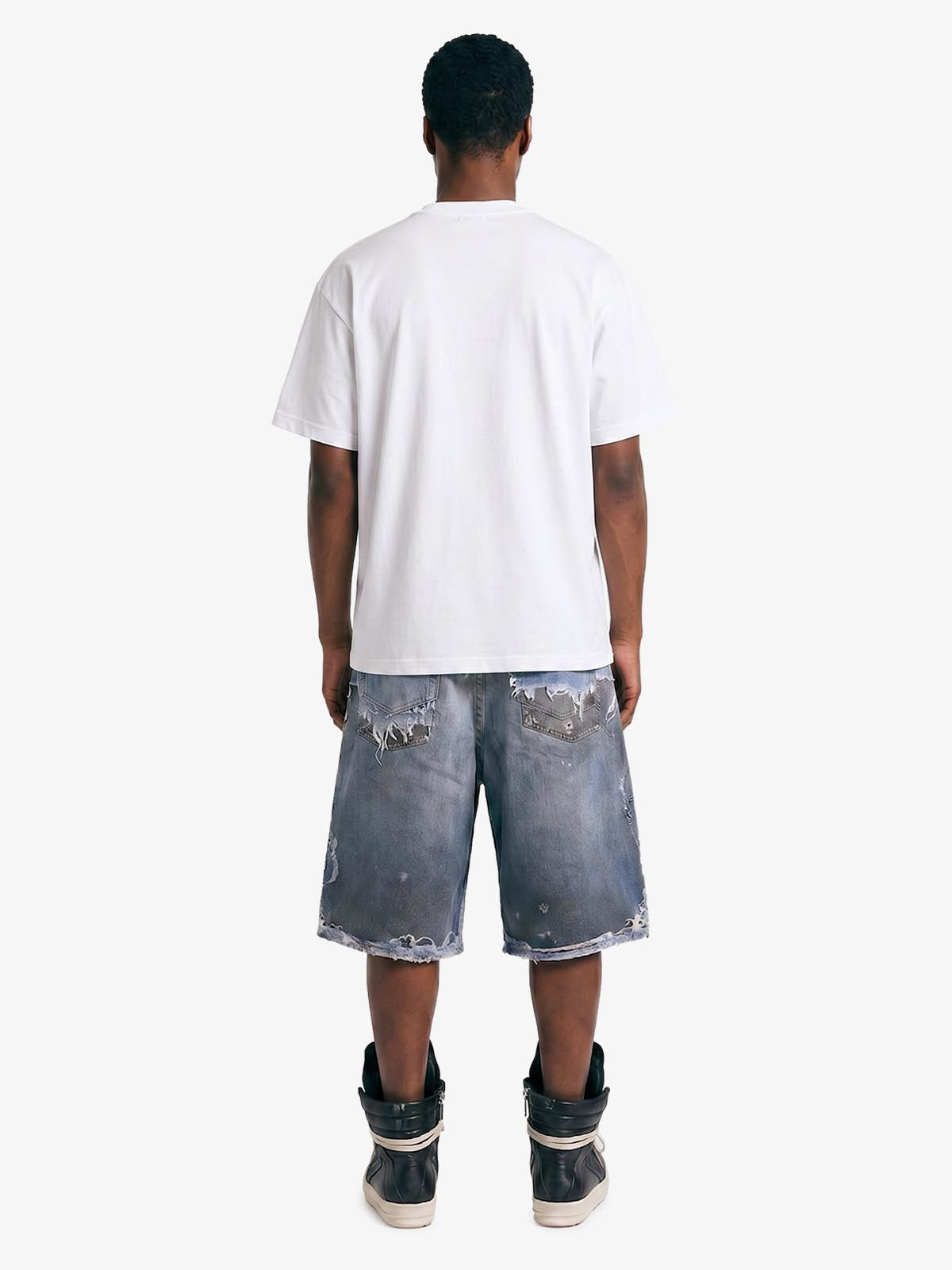 Retro Deconstructed Denim Shorts