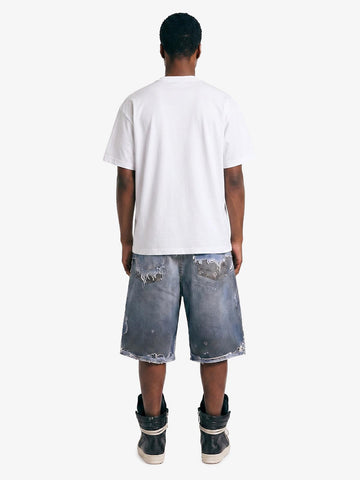 Retro Deconstructed Denim Shorts