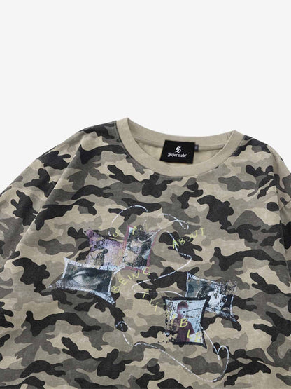 Camo Photo Collage Graphic T Shirt